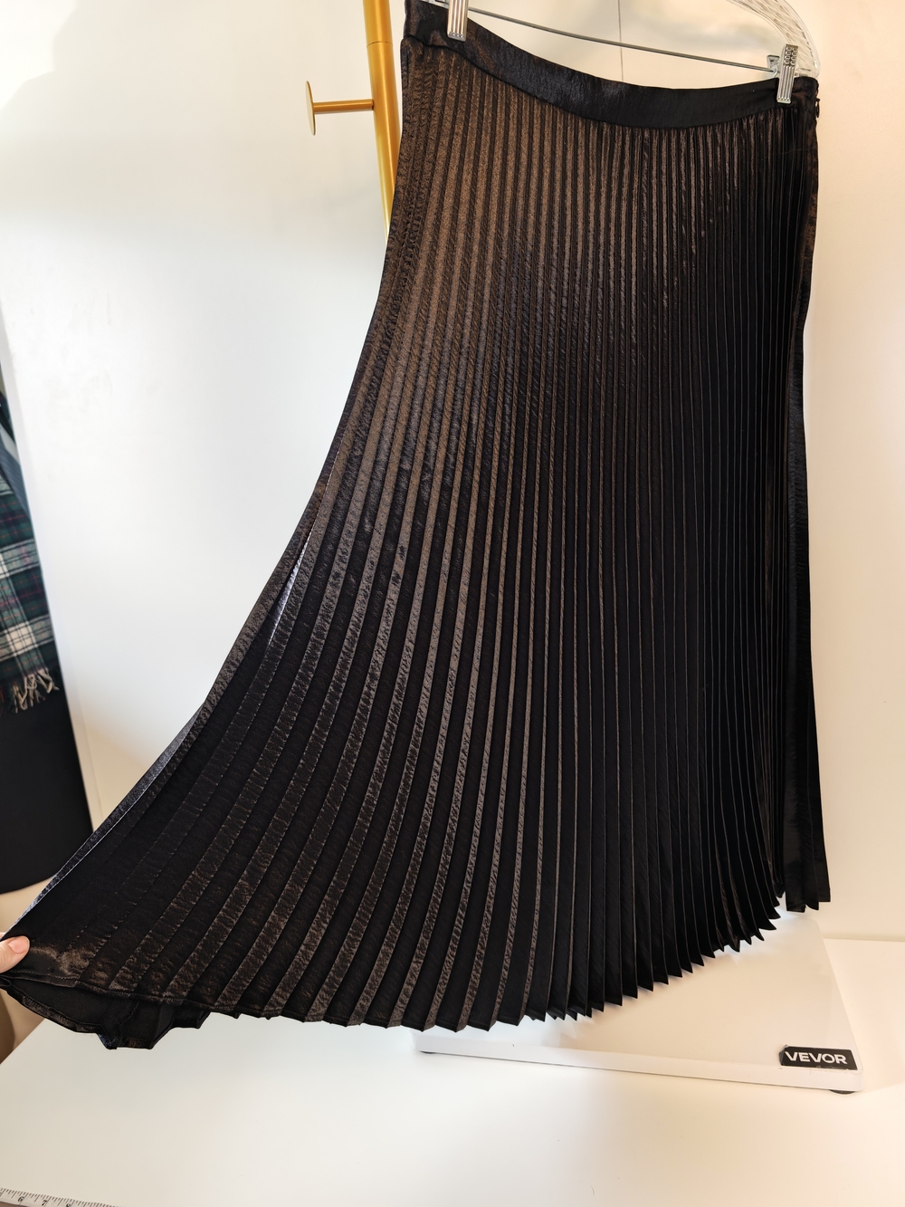 Whimsigoth A Line Express Black Pleated Midi Skirt Witchy Skirt Sz L
